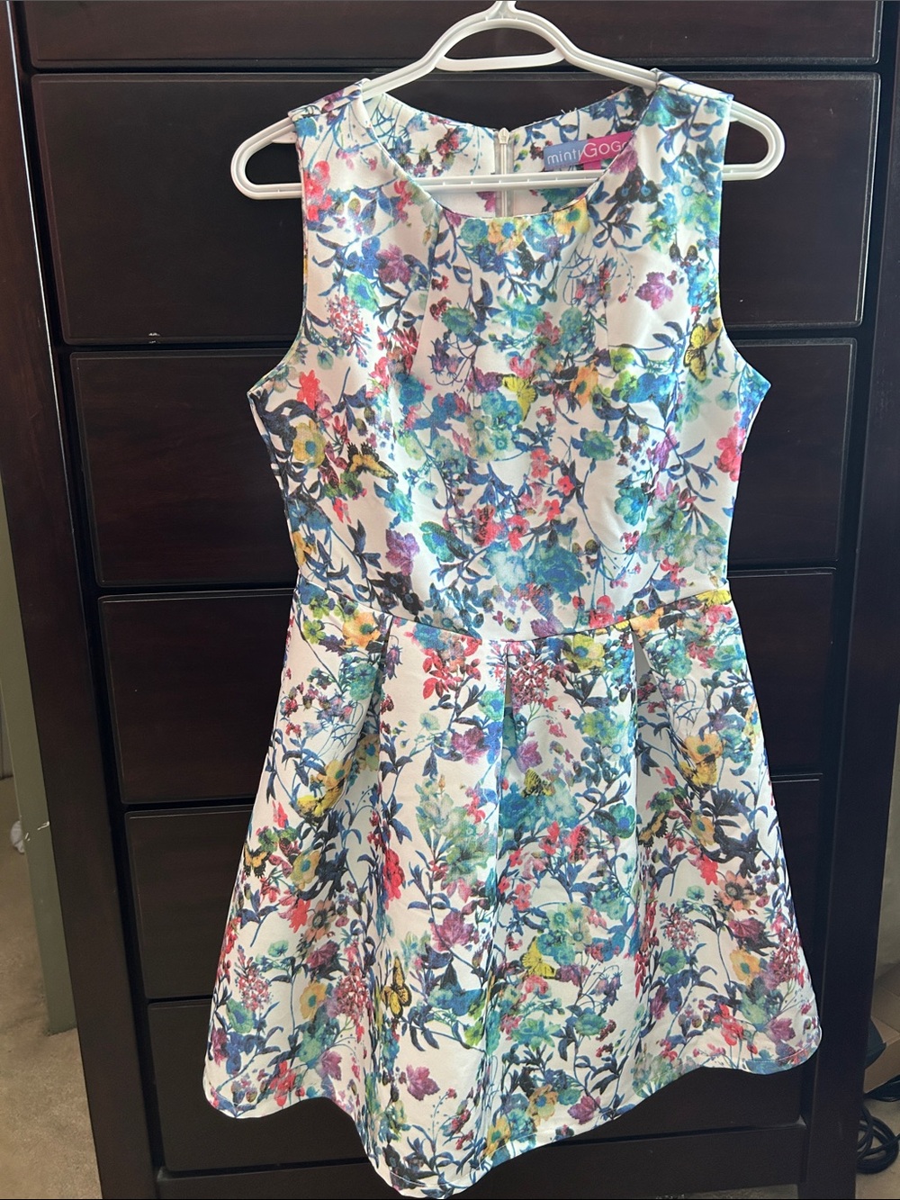 Mini Boden Girls' White Floral Fit & Flare Dress